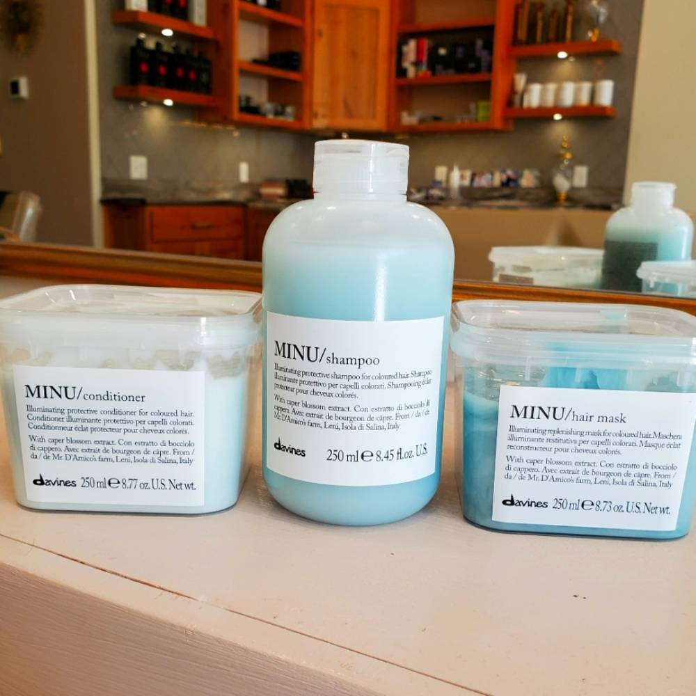 Davines MINU SHAMPOO, CONDITIONER, & HAIR MASK